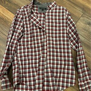 Banana Republic Red and Gray Plaid Flannel shirt